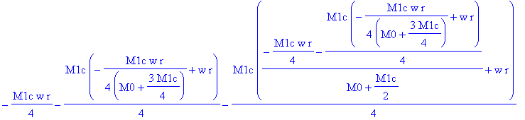 0, 0, (1/2*M1c*(1/2*r*Pi-1/16*M1c*r/(M0+3/4*M1c)*Pi+1/4*(-1/4*M1c*w*r/(M0+3/4*M1c)+w*r)*Pi/w)+(M0+1/2*M1c)*(-1/8*M1c*r/(M0+3/4*M1c)*Pi+1/2*(-1/4*M1c*w*r-1/4*M1c*(-1/4*M1c*w*r/(M0+3/4*M1c)+w*r))/(M0+1/2...